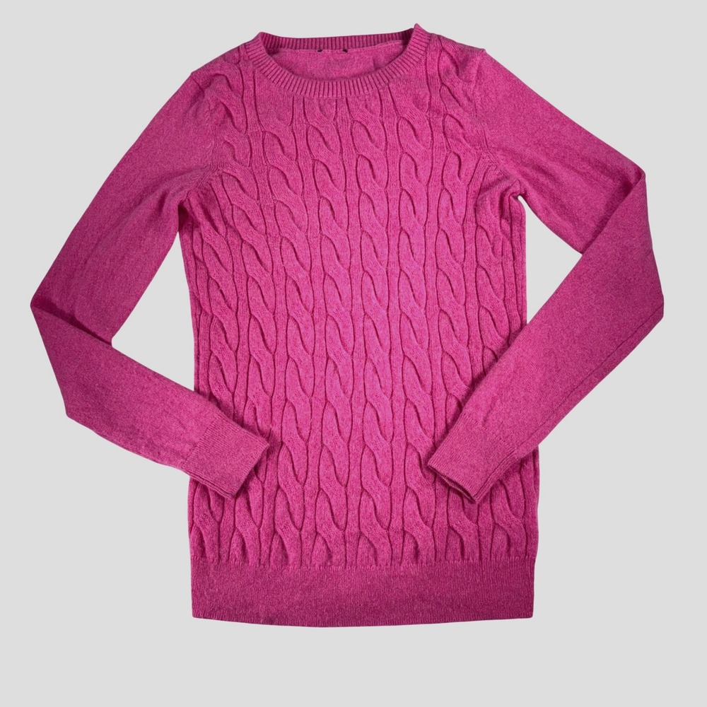 Talbots‎ 100% Cashmere XS Sweater Cable Knit Pink Long Sleeve Luxury Soft Knit
